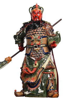 陶瓷关公雕塑商铺新款神像公司开业客厅关二爷关羽武财神大型摆件