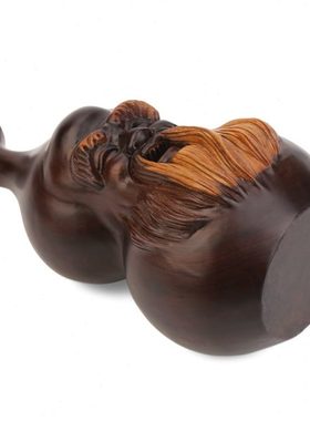 实木葫芦摆件 红木雕刻工艺品福禄葫芦老寿星 送老人长辈贺寿礼品