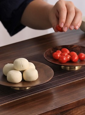 中式茶点盘精致黑胡桃木盘子水果干果零食盘点心实木托盘2025新款