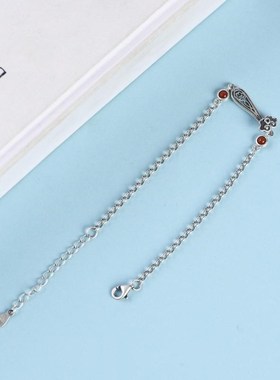 - 925银手链 复古文艺气质如意圆环珍珠链南红玛瑙银链女款