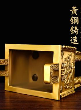 铜鼎摆件双龙鼎四方鼎香炉大号家居客厅店铺办公室开业送礼装饰