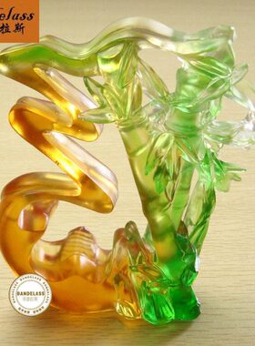班德拉斯退休高档琉璃财富节节高竹子摆件工艺品送生日礼物祝福