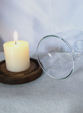 香薰玻璃烛台dhiptyqu耐热透明玻璃熄灯罩家居蜡烛摆件防风玻璃罩