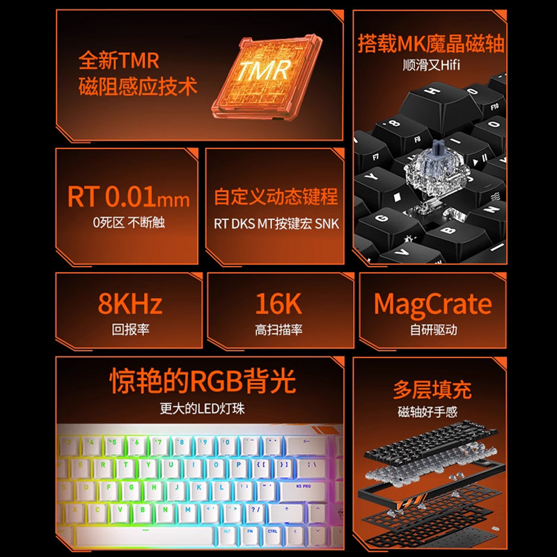 【国补】CHERRY樱桃K5PROTMR磁轴键盘Xtrfy魔晶磁轴客制化,淘宝优惠券,粉丝福利购,淘宝优惠卷