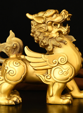 铜貔貅摆件一对黄铜貔恘貔犰皮丘家居客厅办公室开业工艺装饰礼品