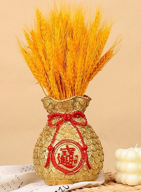 大麦大卖好寓意黄金麦穗饭厅摆件福桶干燥花吧台装饰品店铺开业礼