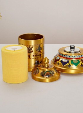 电动转轮转金筒藏族转金轮转简经筒铜合金家用佛堂八吉祥转筒摆件