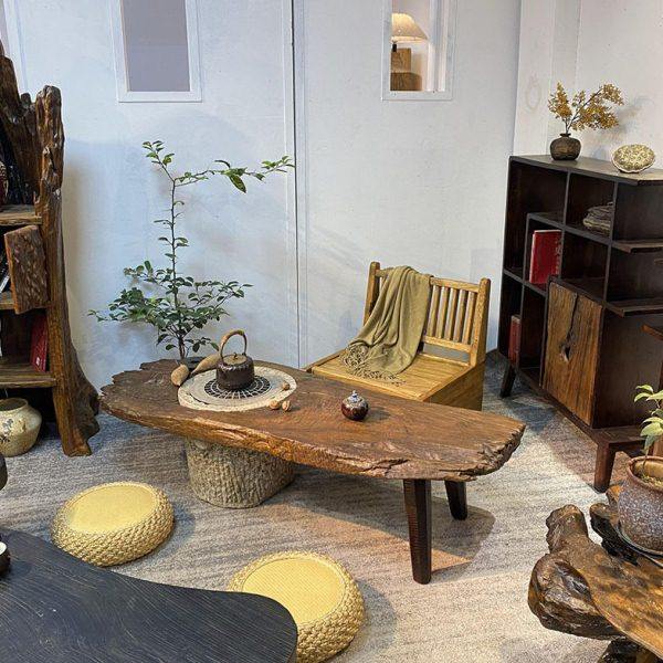 诧寂风老榆木围炉茶桌不规则款风化板茶桌复古实木茶台休闲喝茶桌,淘宝优惠券,粉丝福利购,淘宝优惠卷