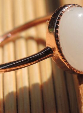 方言和田玉精品珍藏级细腻白玉佩戴简圆形戒指环男女同款戒指