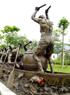 大型划桨竞赛划龙舟雕塑民俗人物铜雕水上运动激流勇进励志雕塑