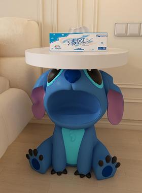 卡通史迪仔边几茶几角几客厅沙发电视柜旁边落地托盘软装饰品摆件