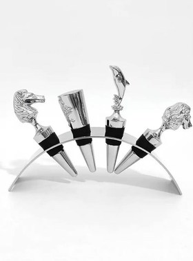 现代轻奢金属酒塞套装玻璃醒酒器组合样板间吧台高级感软装摆件