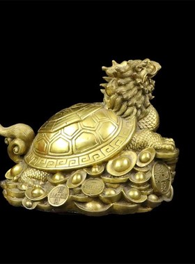 纯铜八卦龙龟招财进宝浪花龙头龟金钱神兽摆件室内桌面中式工艺品