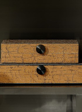 意式简约售楼处样板房衣帽间中古收纳盒摆件装饰储物盒子软装陈列