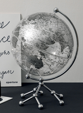 透明地球仪摆件轻奢高档办公室桌B面家居客厅酒柜书房电视柜装饰