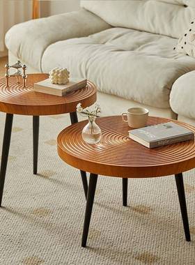 年轮款沙发边几圆形小茶几客厅阳台角几小桌子网红创意圆几