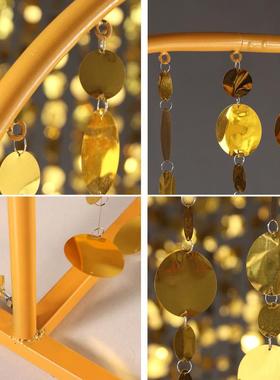 婚庆道具高山流水路引铁艺架婚礼舞台布置亮片珠帘门拱形彩虹路引