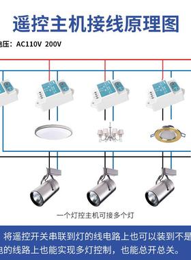 遥控开关220V无线遥控吸顶灯家用电源控制器智能灯具摇控多路电灯
