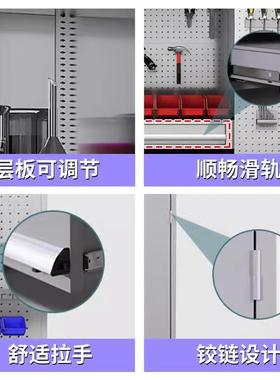 不锈钢重型工具柜双开门多功能五金零件抽屉柜车间工厂维修储物柜
