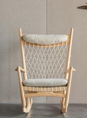 同频者北欧家用客厅实木摇椅午睡躺椅单人沙发椅子创意休闲椅