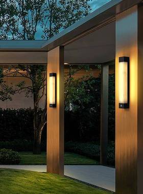 景观庭院花园壁灯入户大楼门前仿云石长条壁灯户外防水新中式壁灯