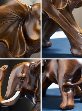 新中式大象e摆件k家居客厅玄关隔断博古架装饰品书房酒柜工艺品摆