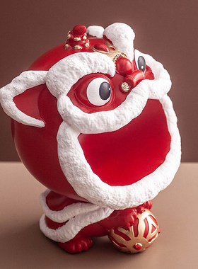 创意国潮入户玄关钥匙收纳装饰新中式客厅茶几S办公室醒狮装饰品