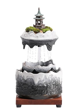 流水摆件循环水轻奢生财客厅茶台招财假山喷泉现代玄关桌面装饰品