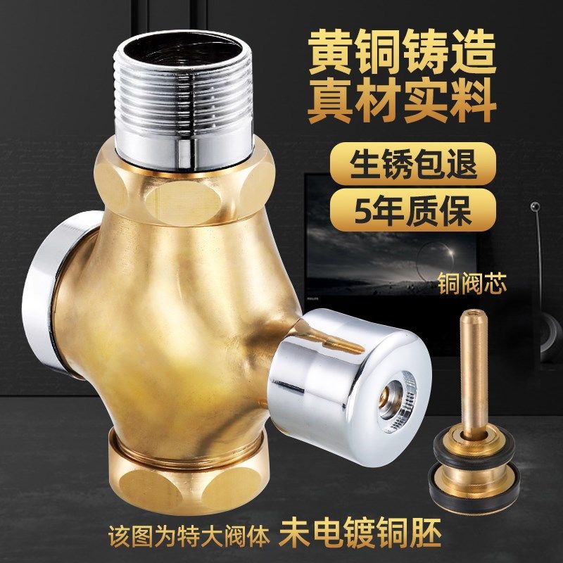 手按铜体延时按压式冲水大便小便池蹲便器冲洗厕所门开关 - 图1