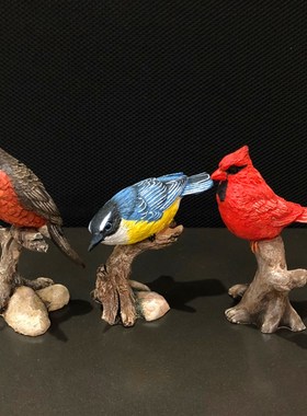 树脂摆件别墅庭院花园创意手工绘画仿真鸟类动物落地景观工艺装饰