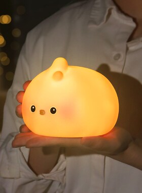 萌宠团子拍拍灯爱鸭子小猫猪猪小兔款搪胶装饰品床头