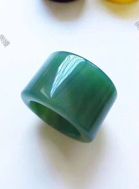 天然玛瑙玉石扳指戒指 玉髓大拇指独特扳指 时尚男款女款玉扳指环