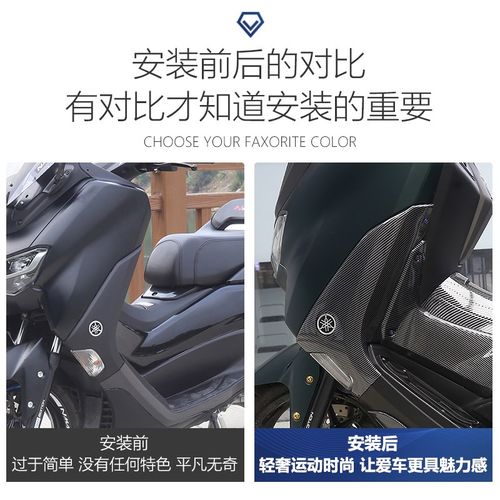 适用于20-24款NMAX155改装车头侧面板碳纤纹外壳装饰保护贴配件 - 图1