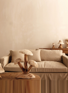 原木质蘑菇摆件侘寂风创意落地艺术品橱窗民宿客厅造景软装摆放