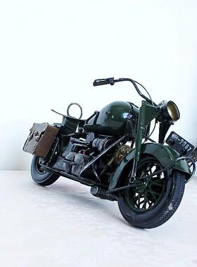 绿色自然拍摄道具发复古做旧金属工艺品摩托车模型 送男人M20铁皮
