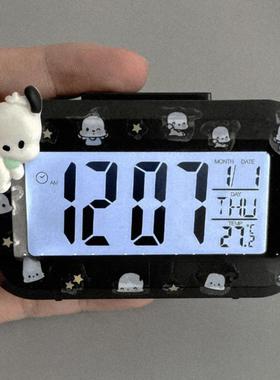 新款帕恰狗迷你夜光台钟闹钟多功能时钟便携学生小巧桌面钟表