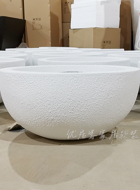 大型钢盆半圆碗形落地大盆插客厅大厅装饰品