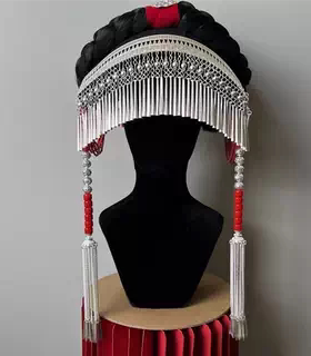凉山彝族女帽子帕子带饰品