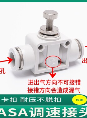 气管接头调速阀ASA-04 6 8 10 12mm管道限流阀ASA气动节流阀快接