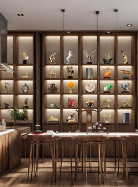 新中式办公室摆件领导茶室博古架高档高端大N气上档次办公桌工艺