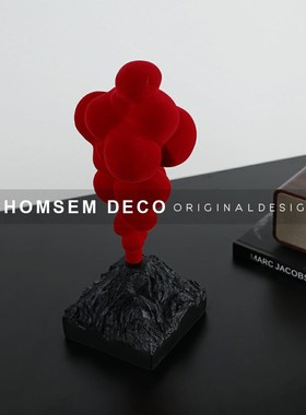 样板间入户玄关柜抽象火山t爆发艺术摆件售楼处办公室博古架工艺