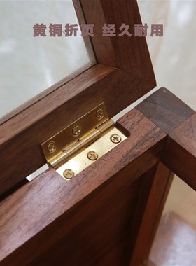 黑胡桃木透明玻璃防尘收纳盒新中式E茶器具整理收纳箱模型展示盒