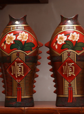 中式创意客厅家居玄关博古架饰品酒柜陶瓷摆设陶S艺摆件手工工艺