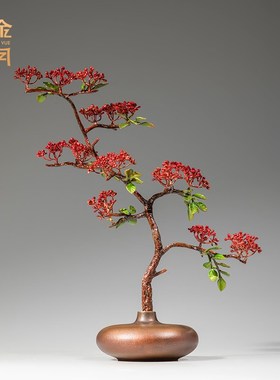 《铜华秋实》铜器摆件工艺品新中式酒柜客厅M玄关博古架电视柜装