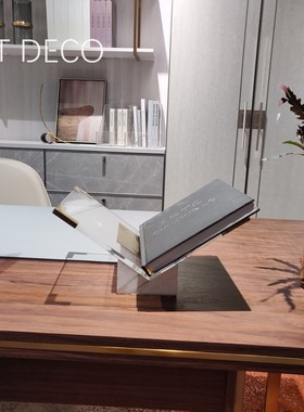 极简杂志架大理石轻奢样板间桌面摆件客厅书柜几何设计亚克力书架