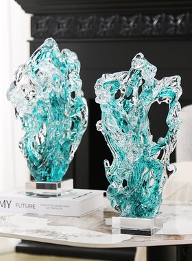 太湖石琉璃发财树摆件现代简约客厅酒店样板间博古架桌面装饰送礼