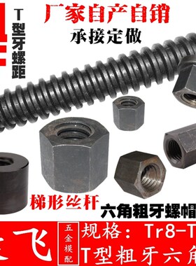 粗牙丝杆1米/1.5米/2米/3米全螺纹T型丝杆 梯形丝杠螺母Tr10~Tr60