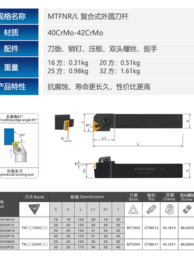 91度外圆排刀杆MTFNR/MTFNL 1616H16/2020K16/2525M16/3232P16