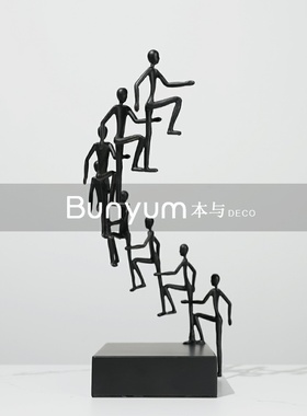 现代抽象人物雕塑摆件创u意金属艺术品装饰样板间电视柜客厅软装