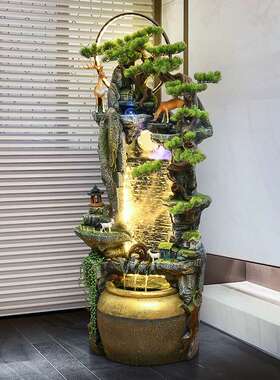 田园假山流水喷泉鱼缸风水轮加湿器景观餐厅办公室客厅装饰品摆件